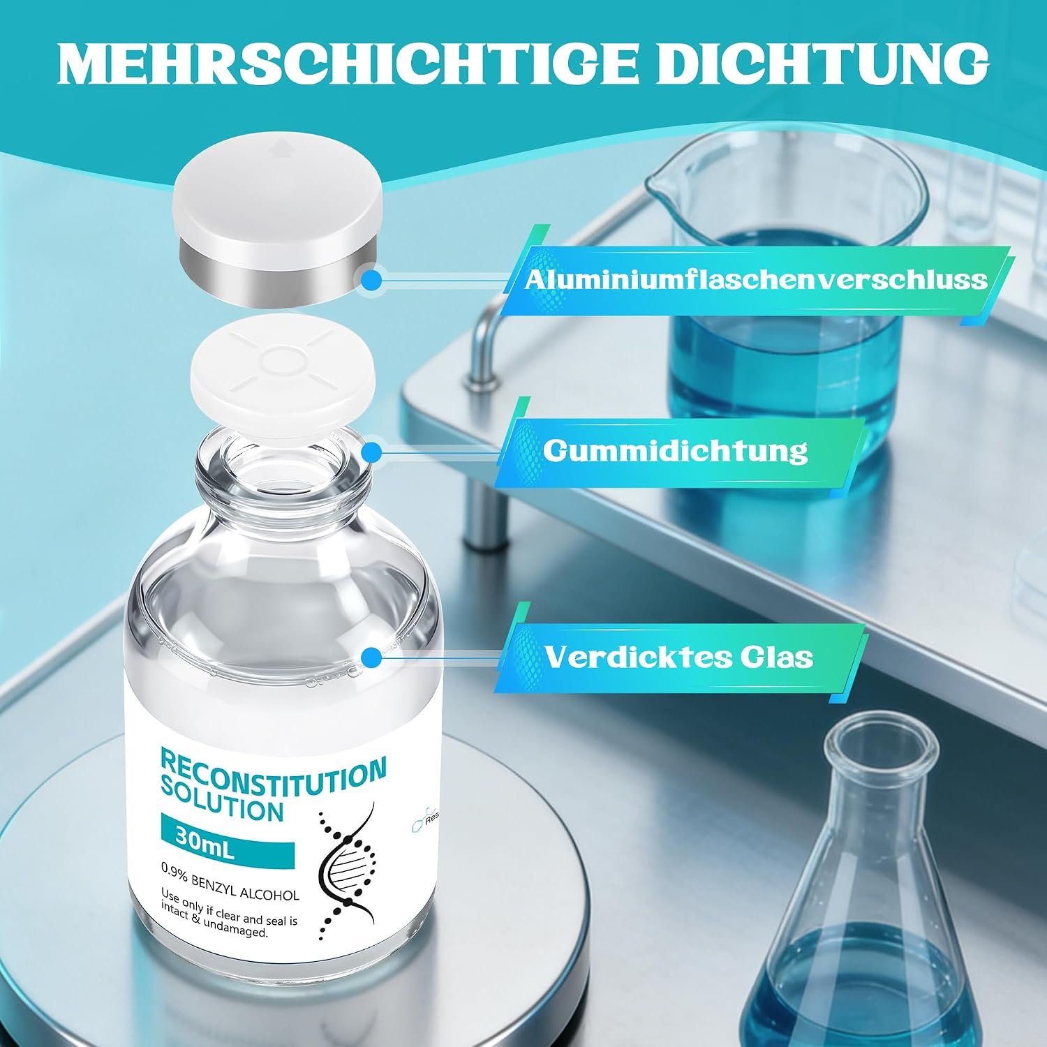 Bacteriostatic water (BAC WATER) Tiezeeu 30ml Sealed Glass Vials, Set of 2
